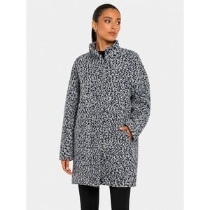 J.Crew Navy White Marled Wool Blend Full Zip Funnel Neck Coat Size 8 M NWOT New
